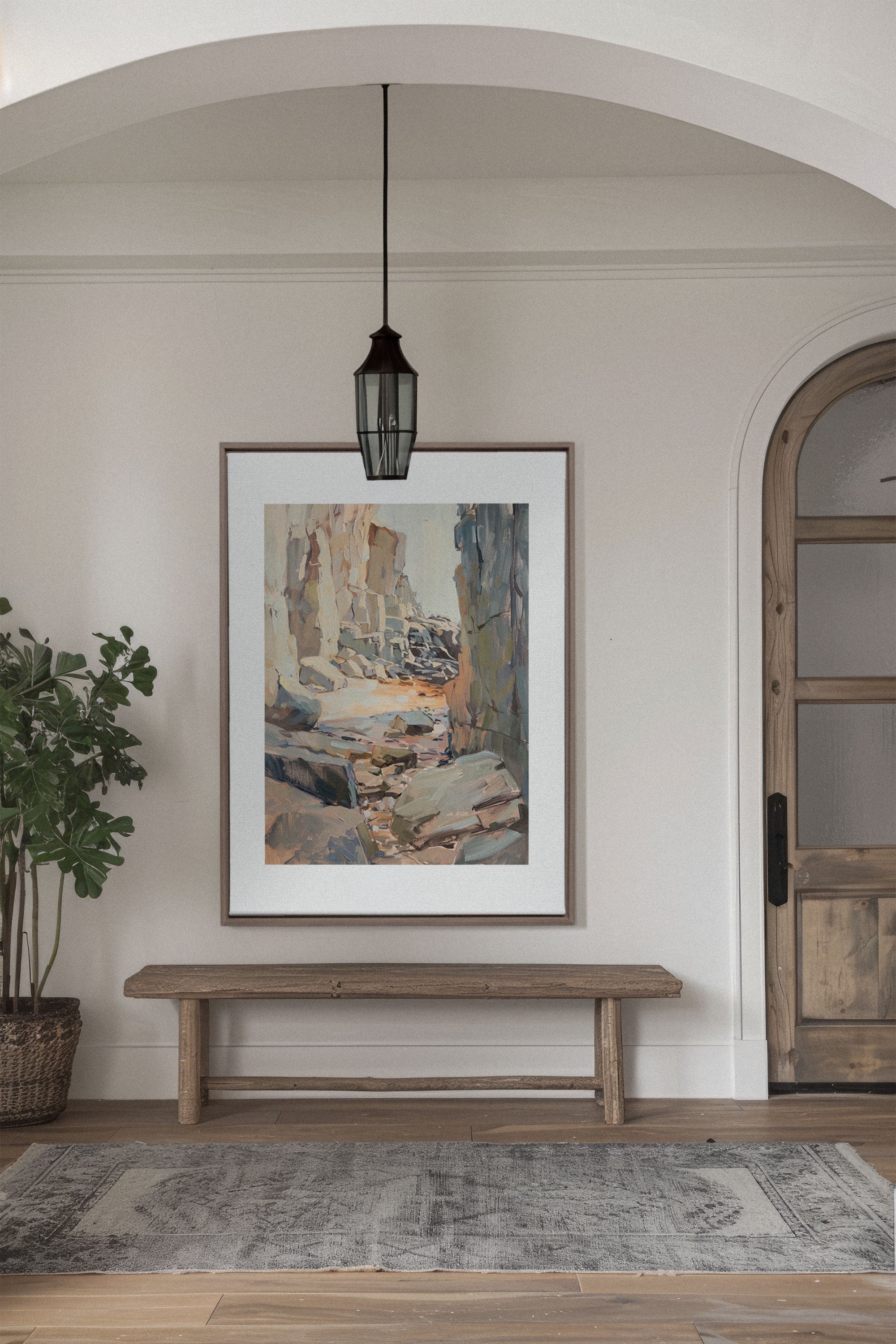 OLEKA CANVAS - ROCKY PATHWAY, Oeuvre sur toile étirée, encadré Brun Chêne