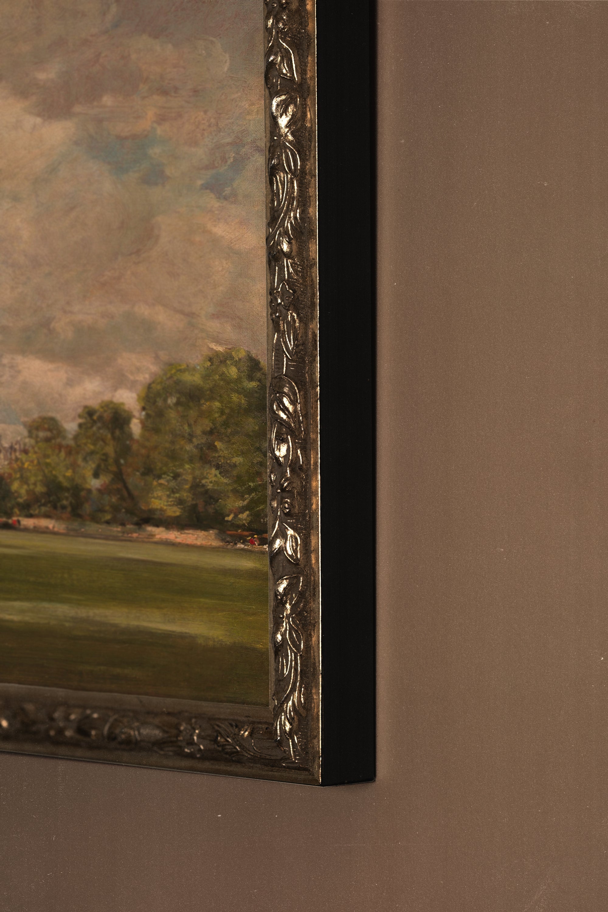 LA CATHÉDRALE DE SALISBURY, Oeuvre sur toile rigide, encadré Vintage Argent