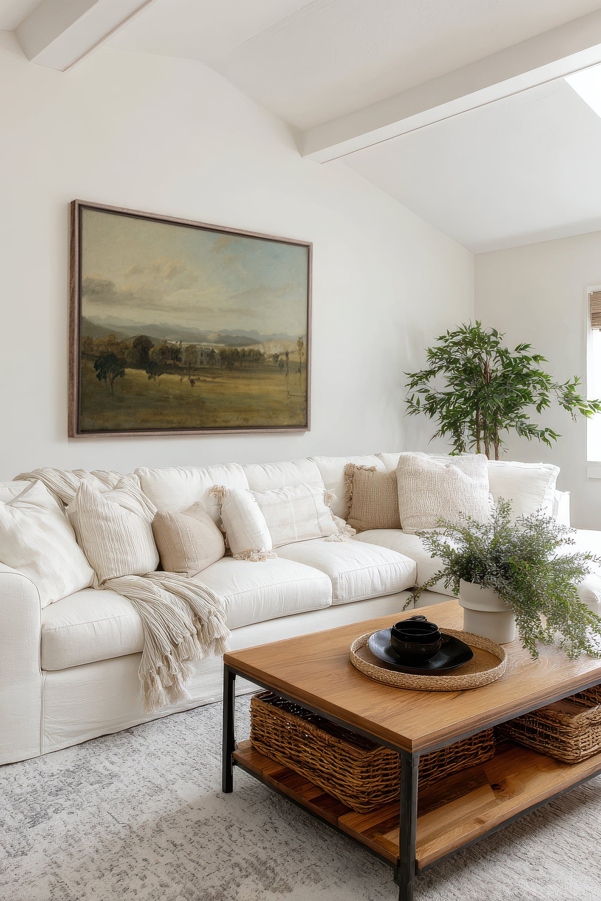 OLEKA CANVAS - SOUFFLE DORÉ, Oeuvre sur toile étirée, encadré Brun Chêne