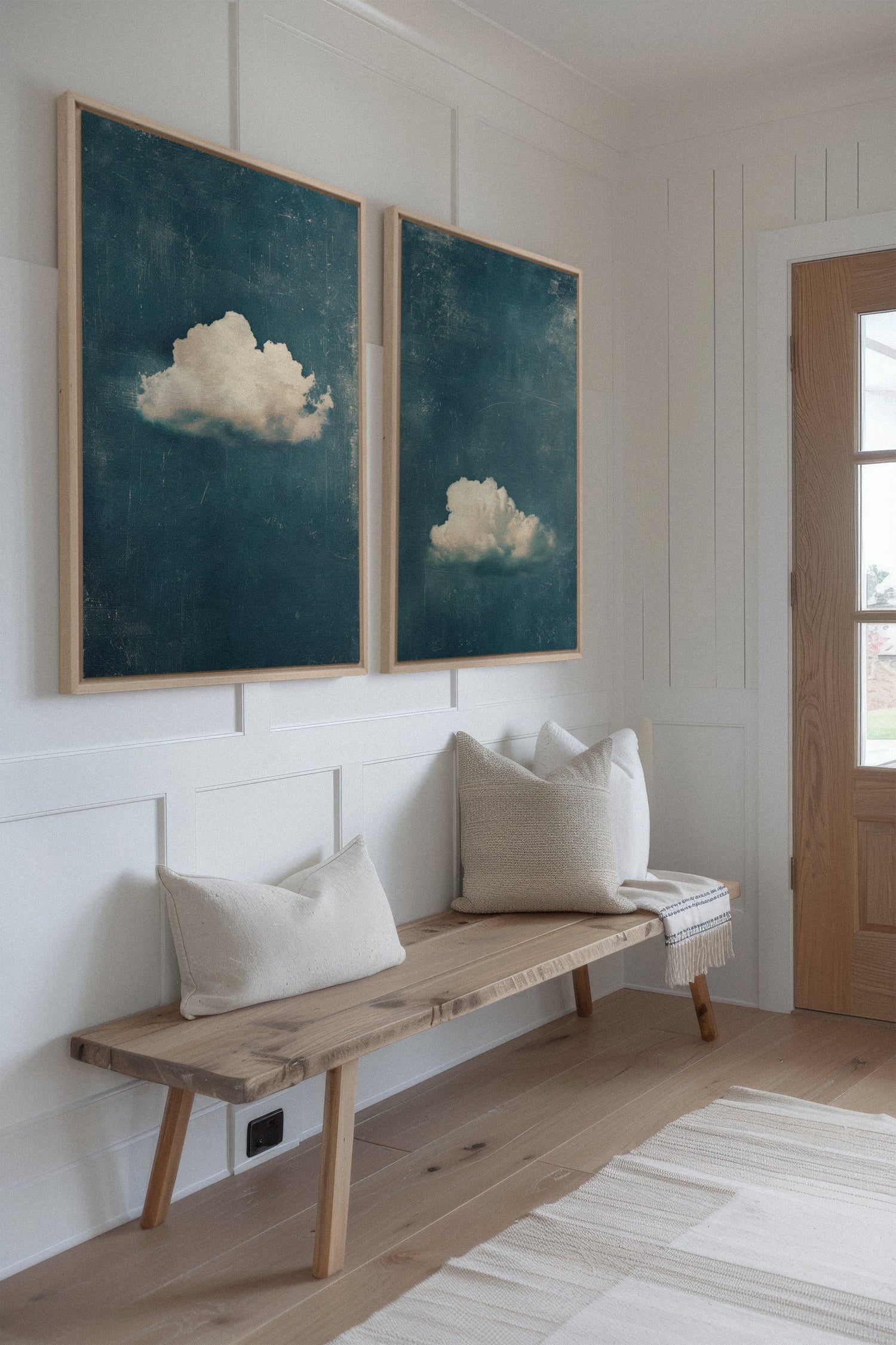 OLEKA CANVAS - TWILIGHT BLUE SET, 2 Oeuvres sur toile étirée, encadré Naturel Clair