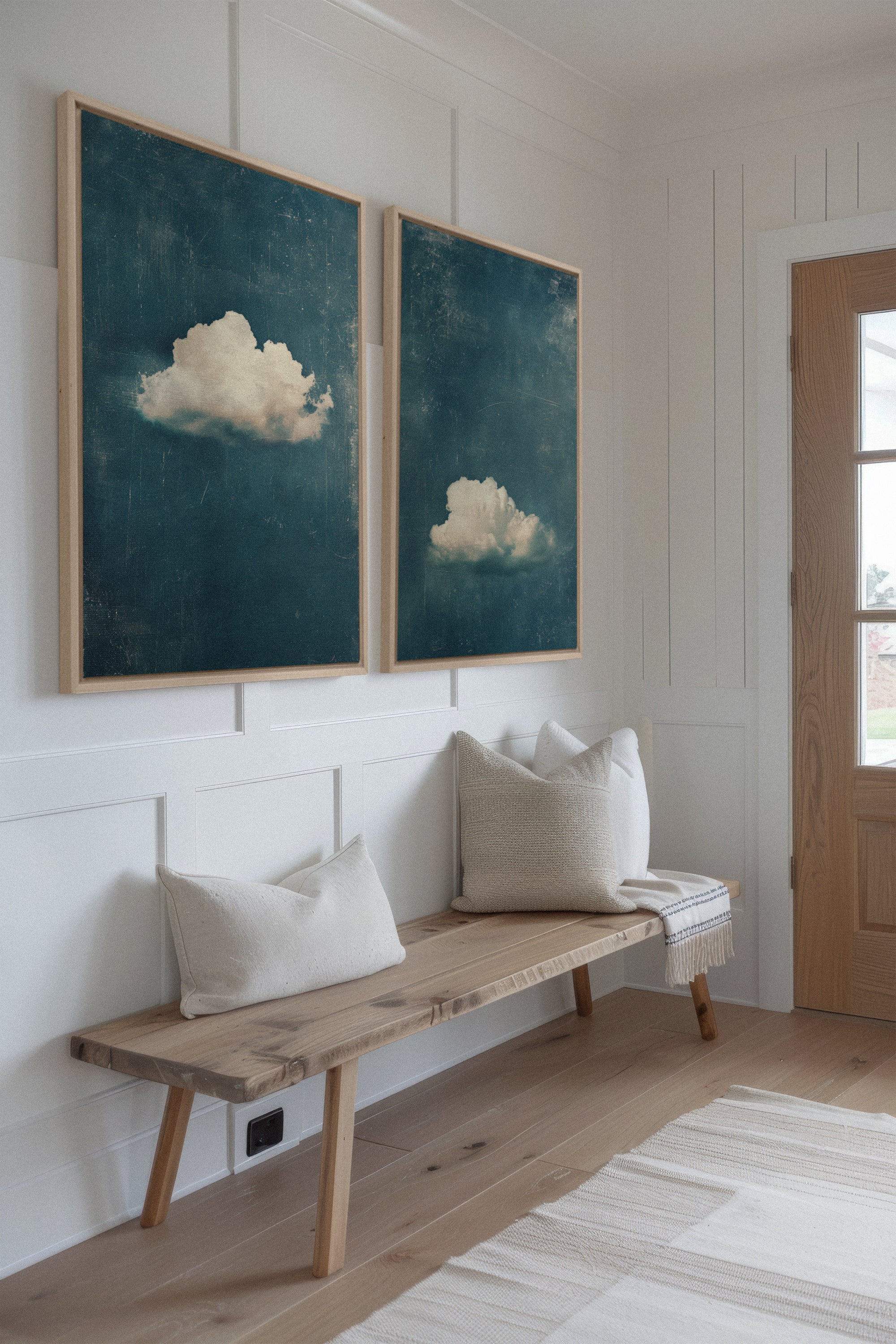 OLEKA CANVAS - TWILIGHT BLUE SET, 2 Oeuvres sur toile étirée, encadré Naturel Clair