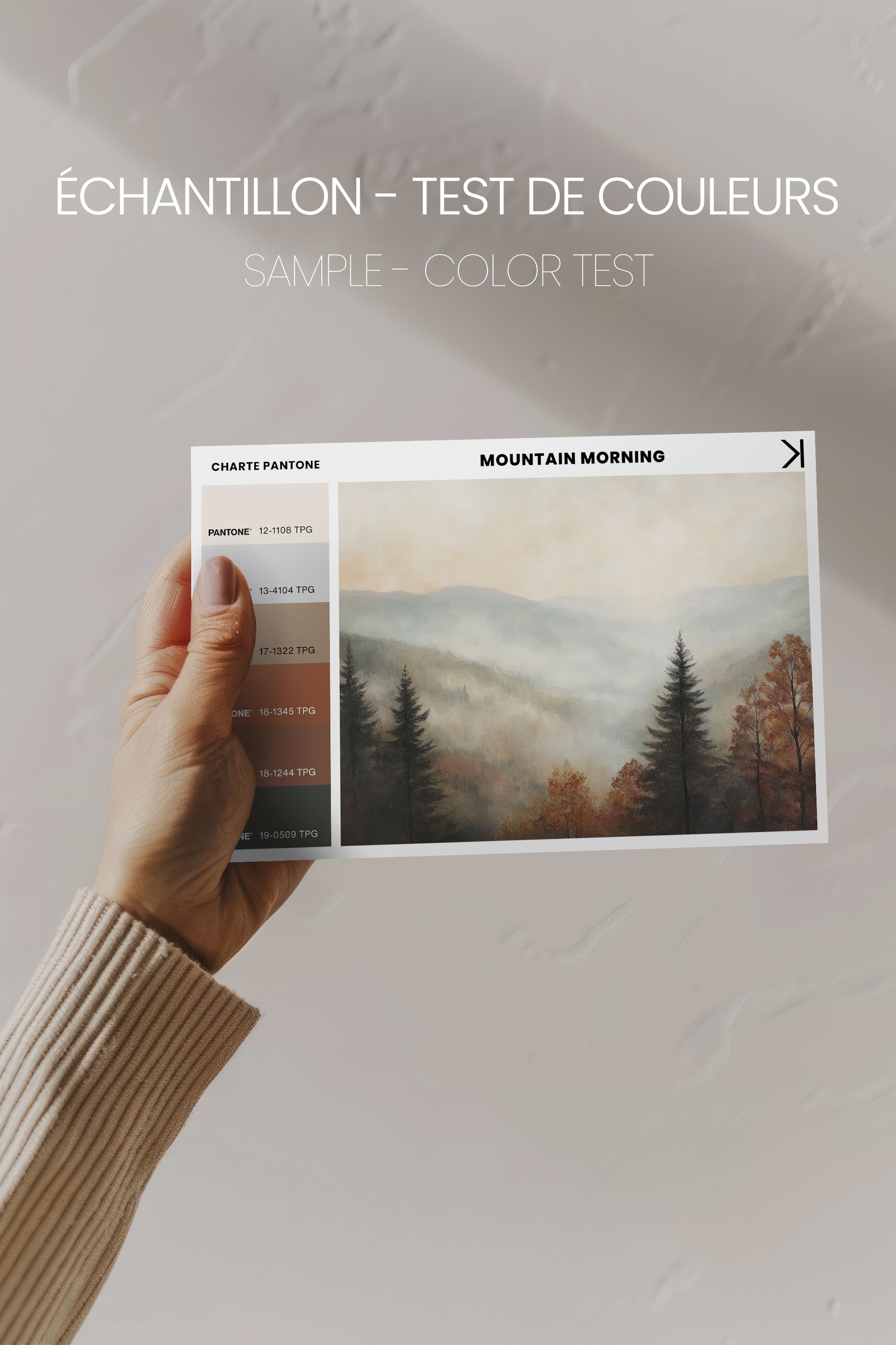 OLEKA CANVAS - MOUNTAIN MORNING, Oeuvre sur toile étirée, encadré Brun Noyer