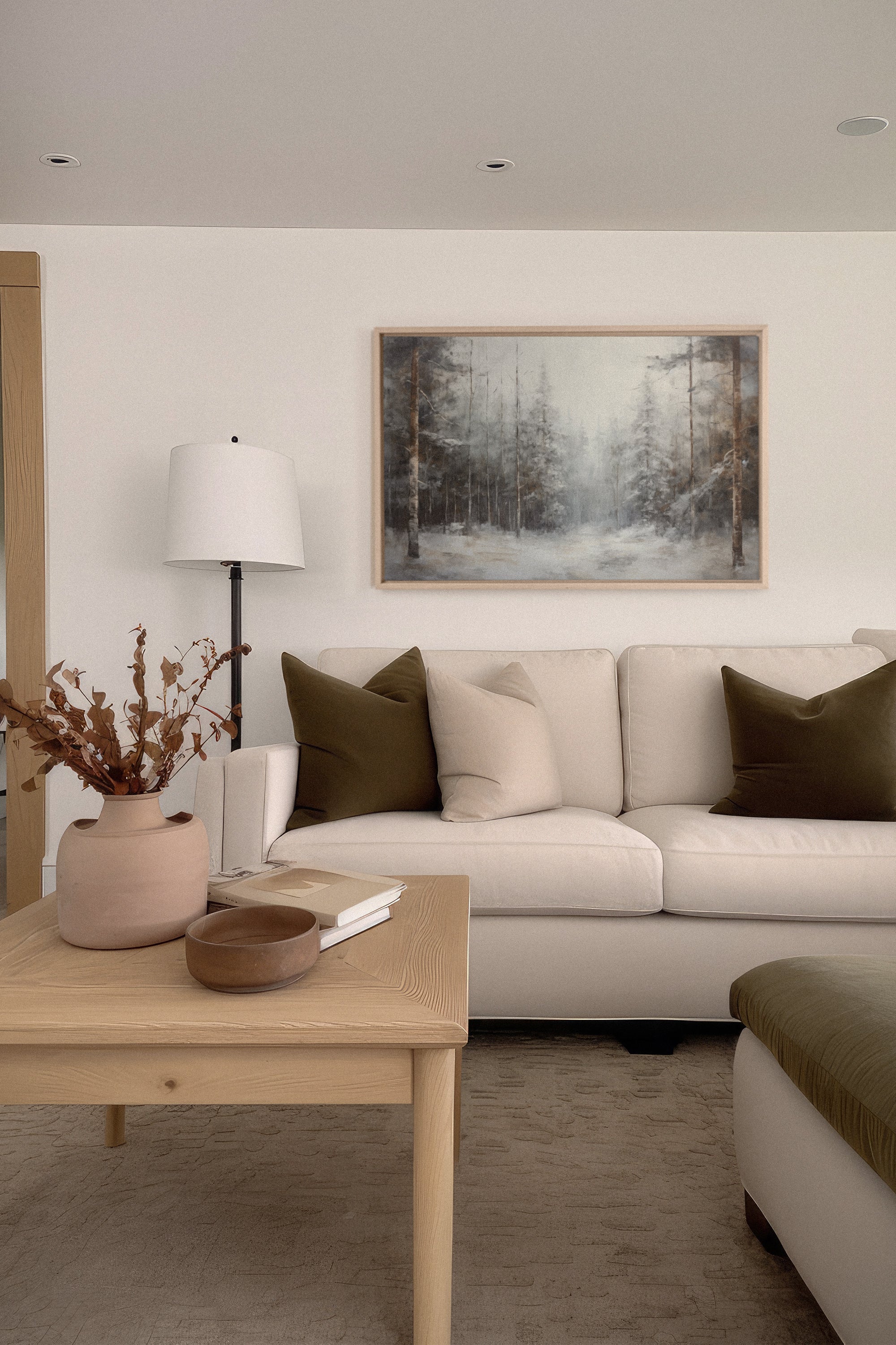 OLEKA CANVAS - WINTER SHADOWS, Oeuvre sur toile étirée, encadré Naturel Clair