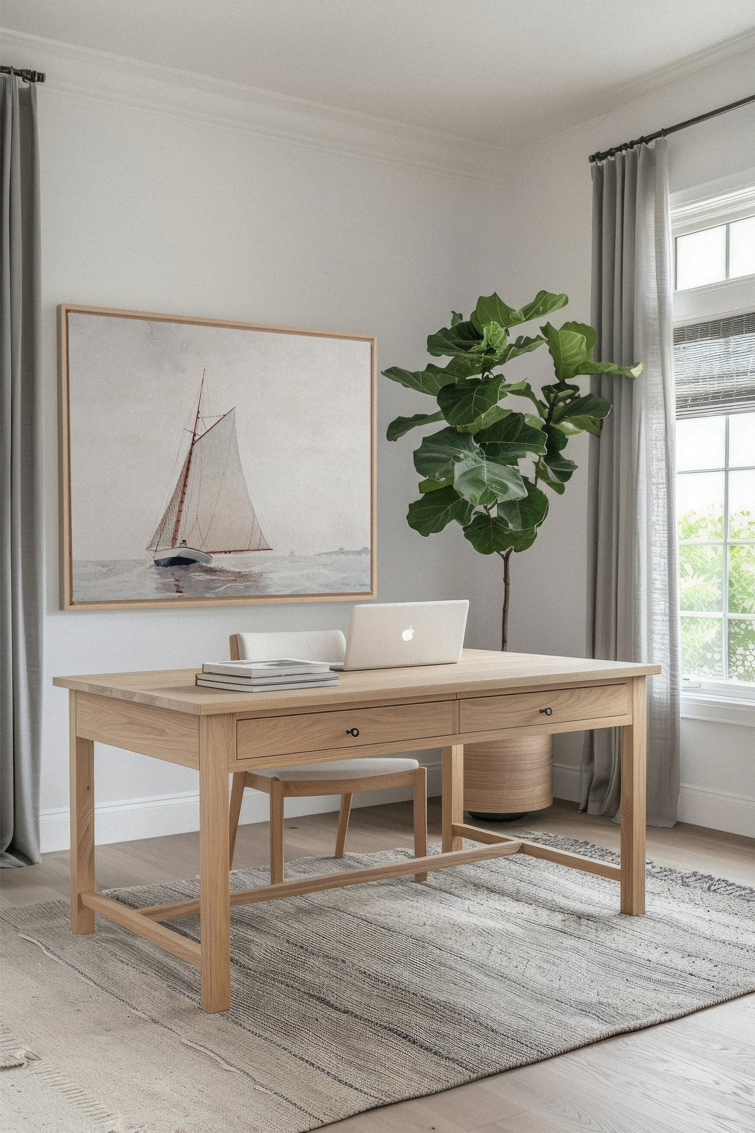 OLEKA CANVAS - MARÉE DOUCE, Oeuvre sur toile étirée, encadré Naturel Clair