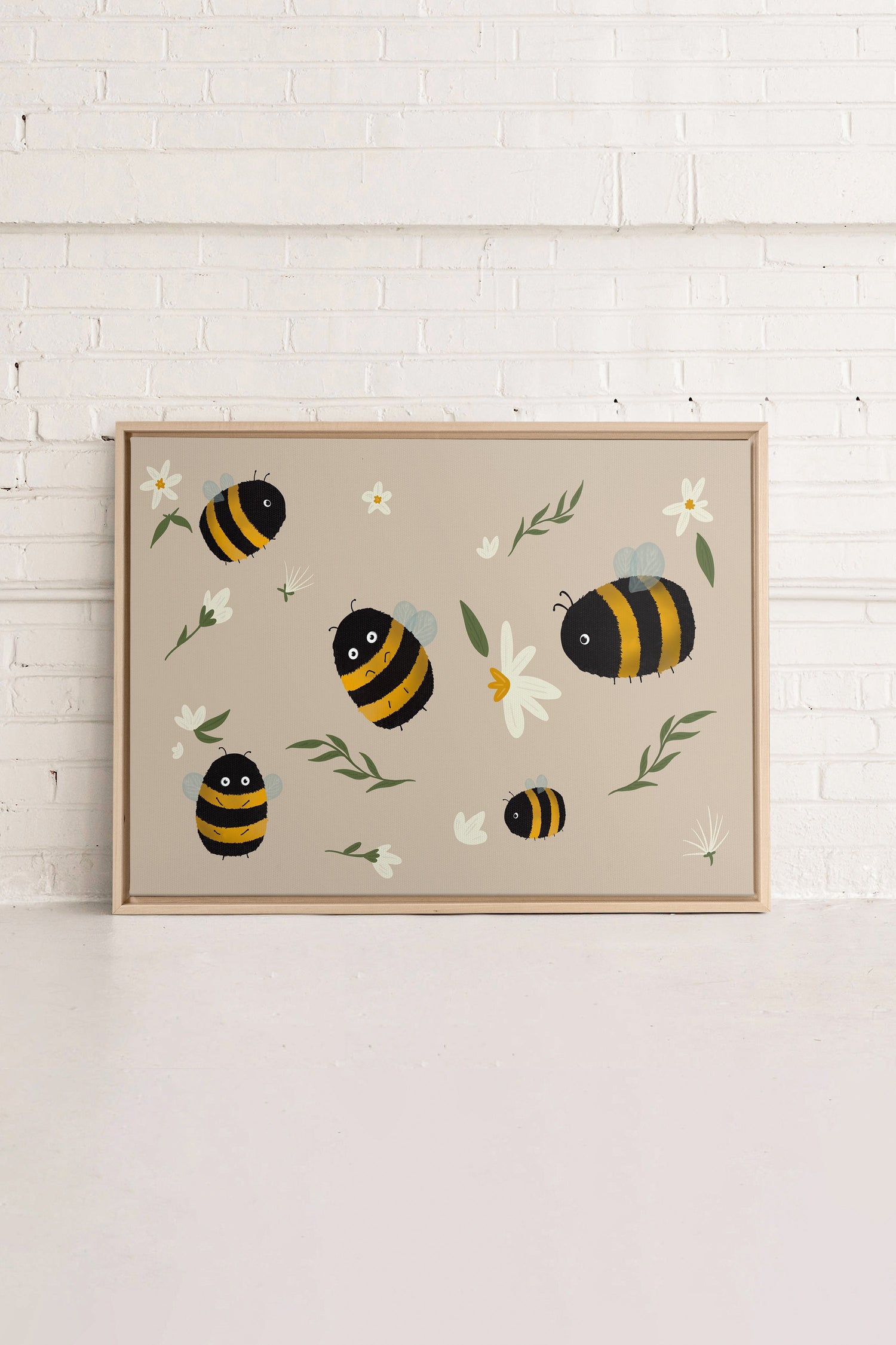 OLEKA CANVAS - ABEILLES, Oeuvre sur toile étirée, encadré Naturel Clair