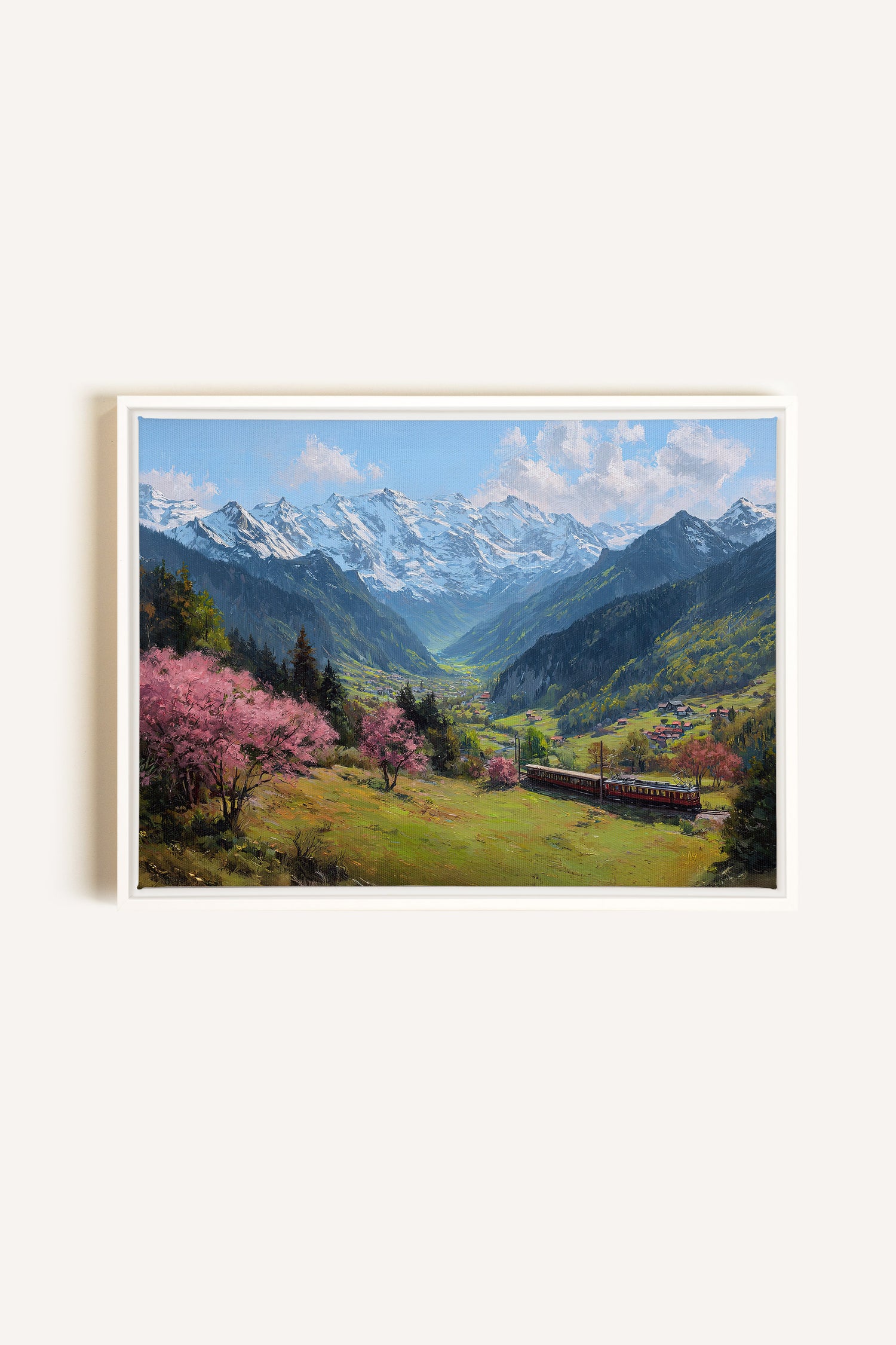ALPINE JOURNEY, Artwork on stretched canvas, framed in white