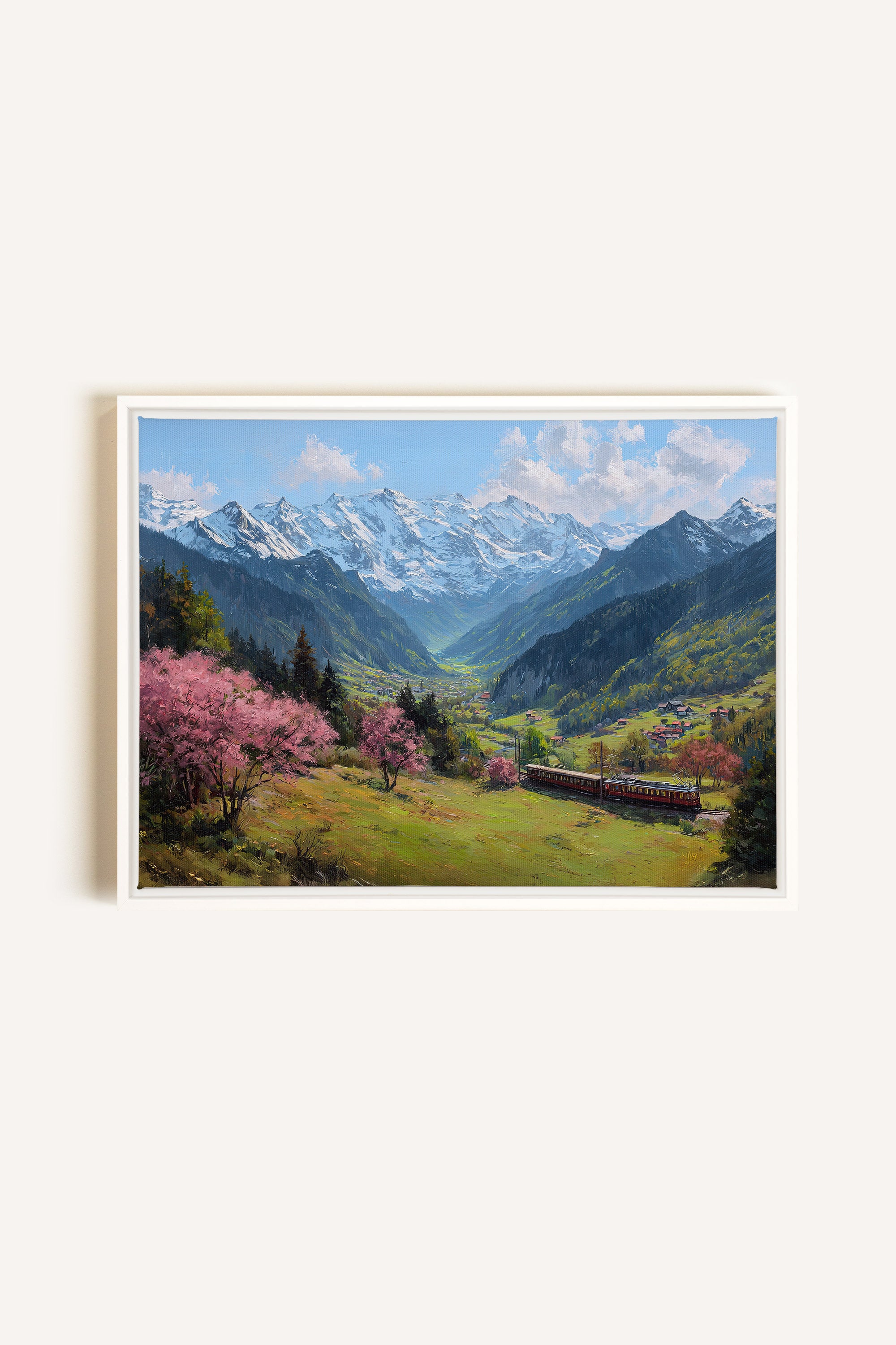 ALPINE JOURNEY, Artwork on stretched canvas, framed in white