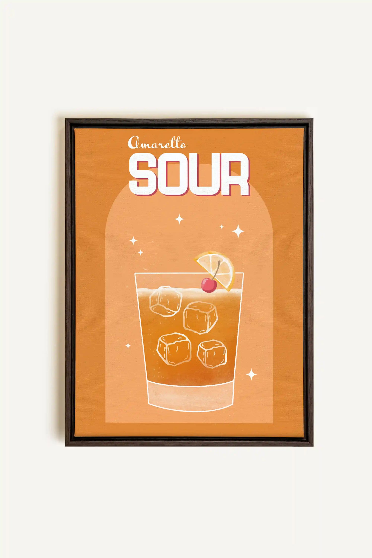 AMARETTO SOUR, Oeuvre sur toile étirée, encadré Brun Noyer