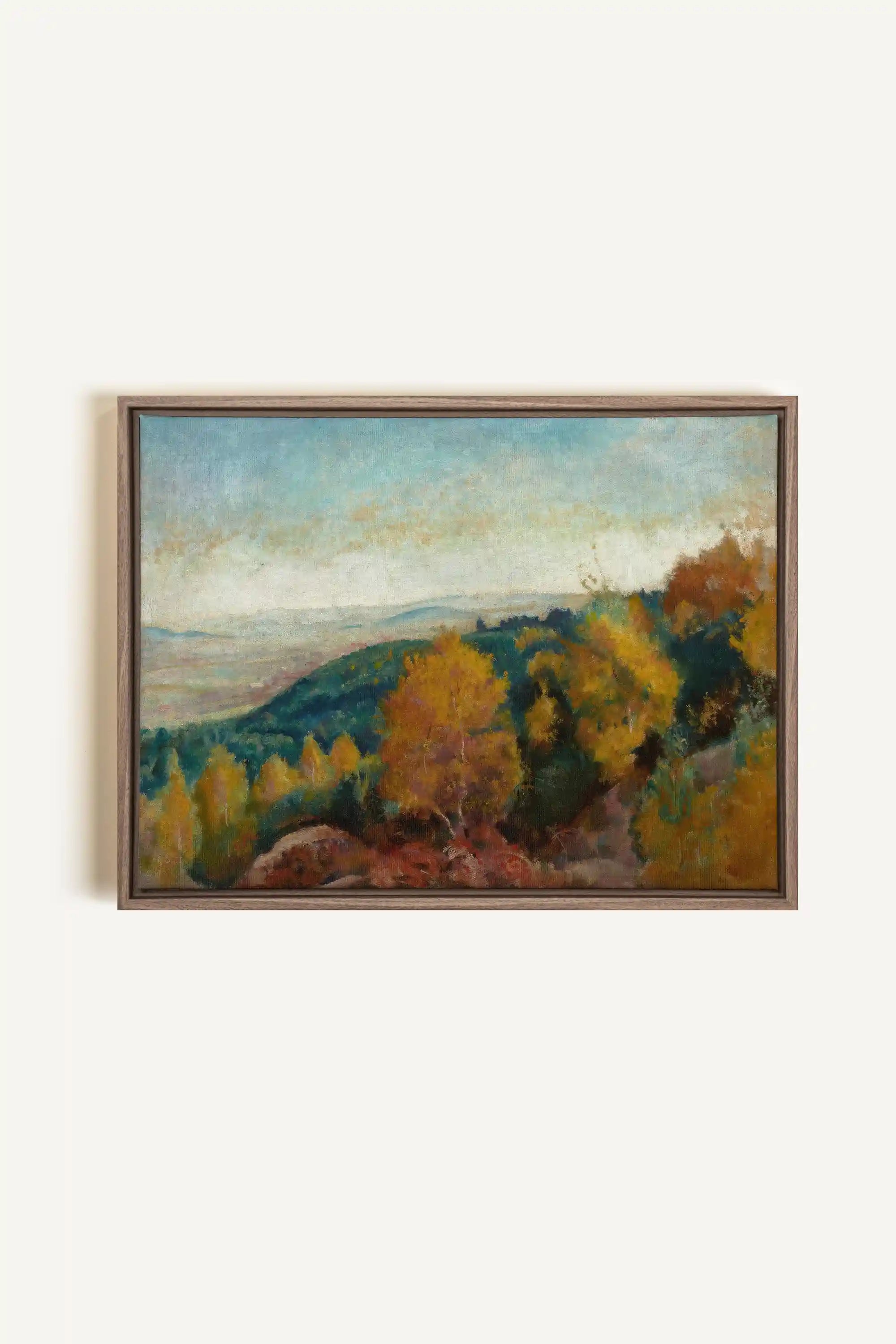 AMBER HILLS, Artwork on stretched canvas, framed in Brown Oak