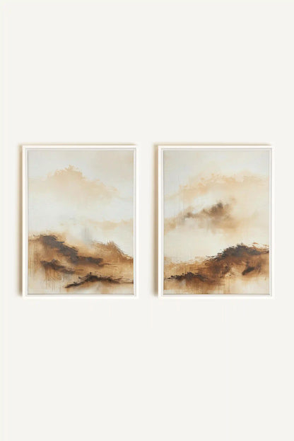 AMBER WAVES DUO, 2 Oeuvres sur toile étirée, encadré Blanc