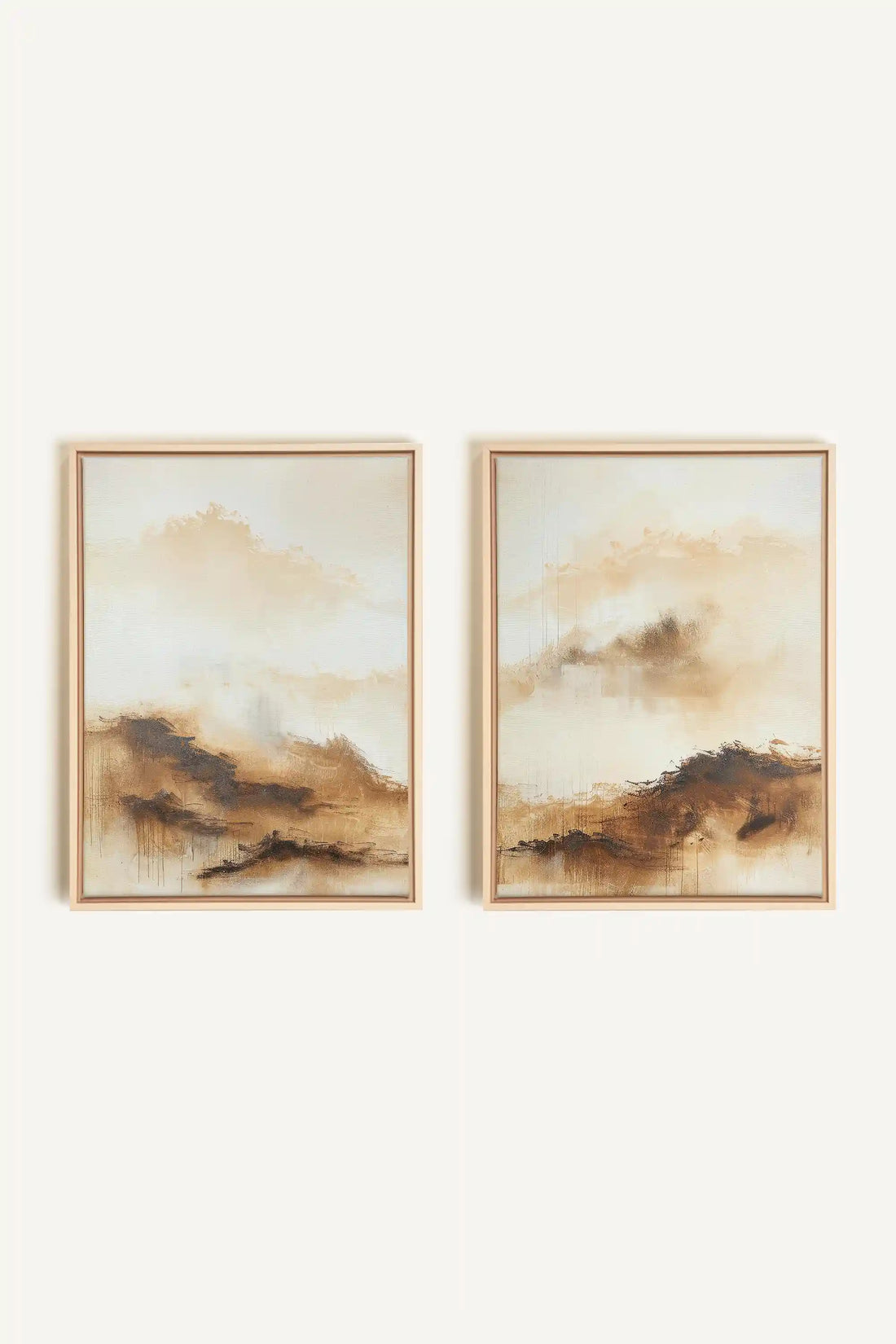 AMBER WAVES DUO, 2 Oeuvres sur toile étirée, encadré Naturel Clair