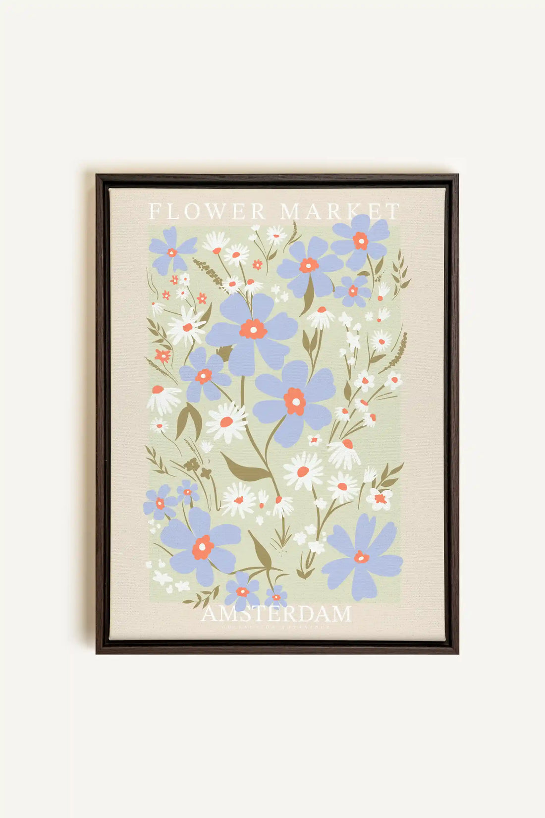 AMSTERDAM BLOOM, Oeuvre sur toile étirée, encadré Brun Noyer