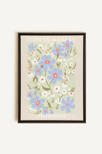 AMSTERDAM BLOOM, Oeuvre sur toile étirée, encadré Brun Noyer