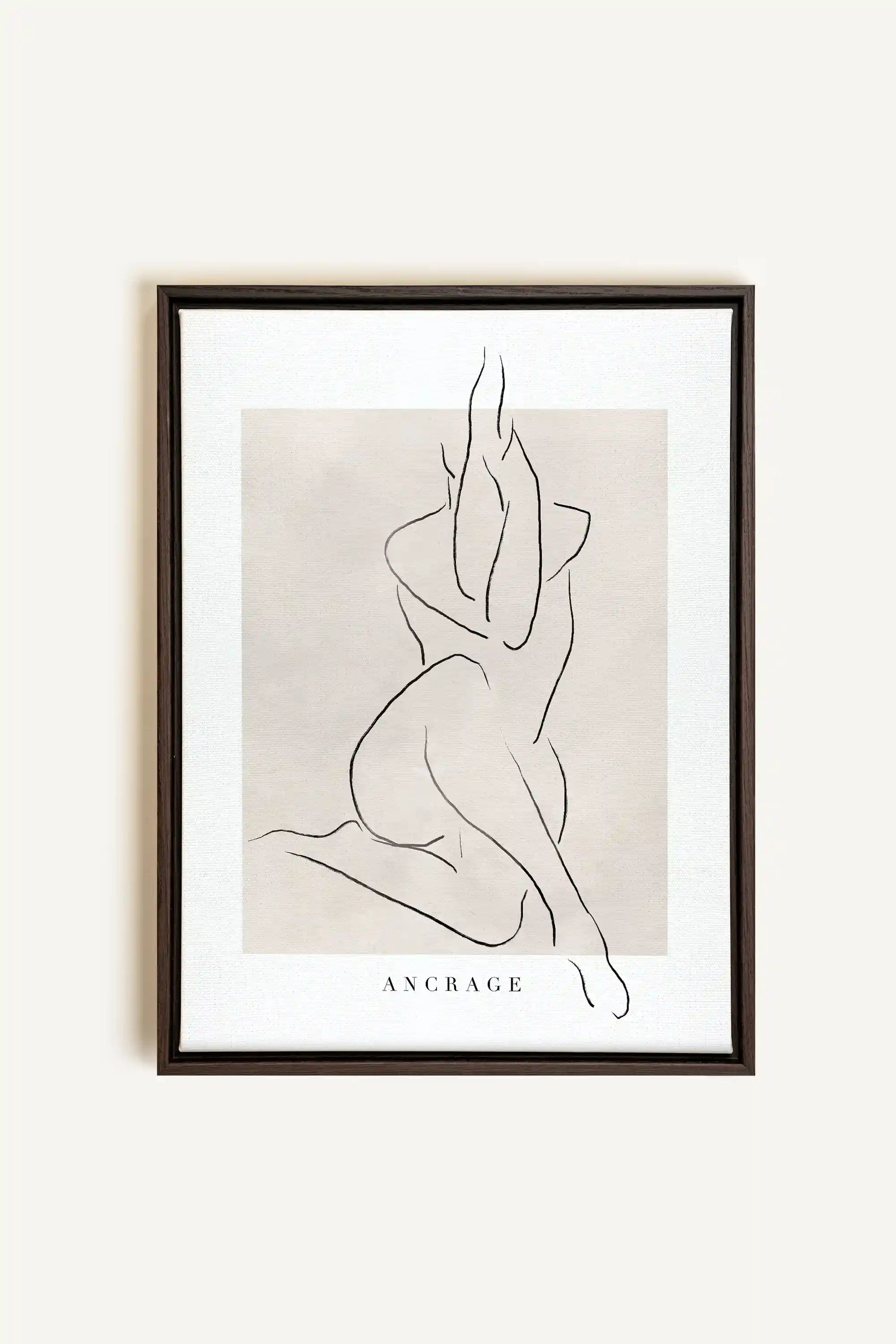 ANCRAGE, Artwork on stretched canvas, framed in Walnut Brown