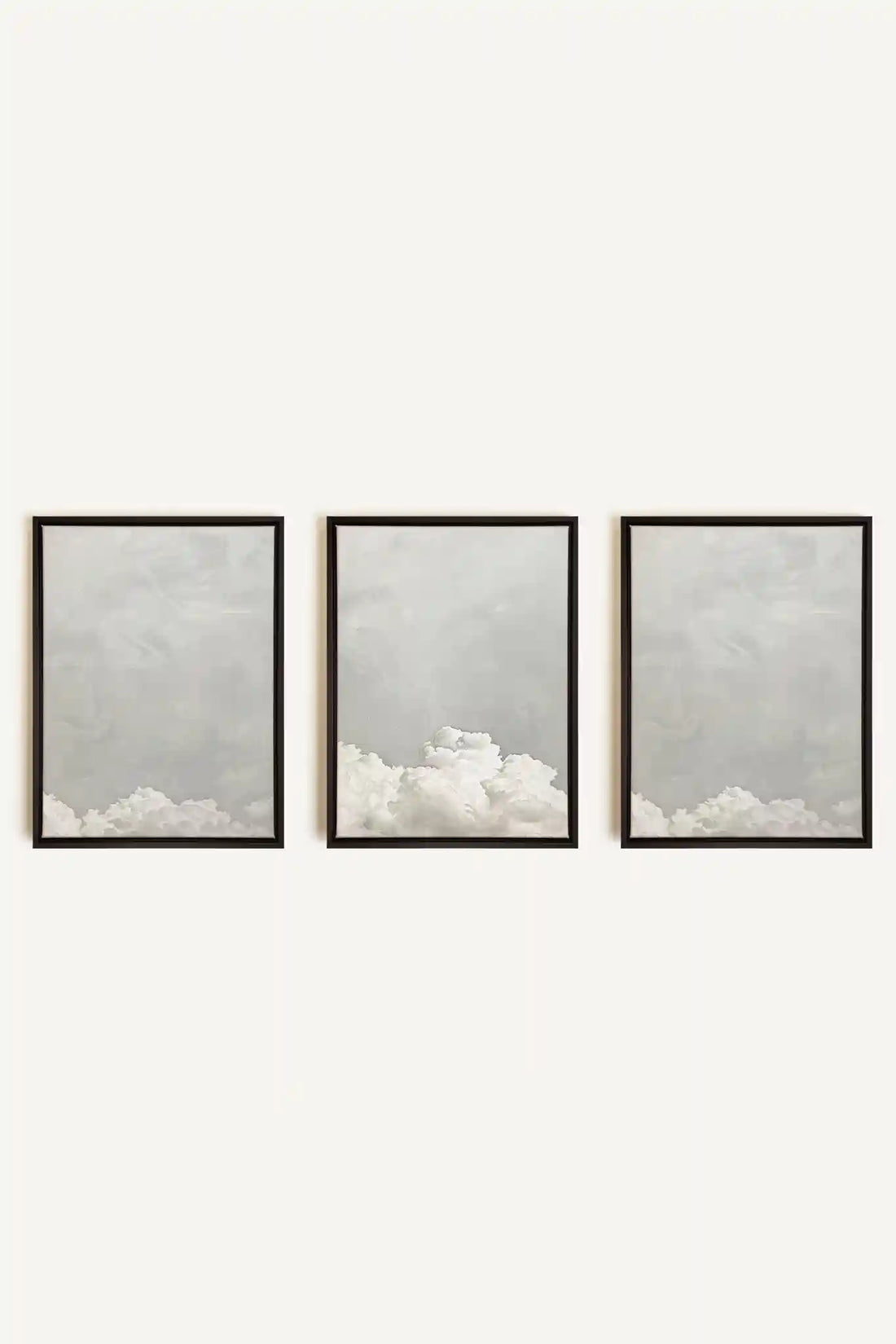 ANTIQUE CLOUDSCAPE TRIO, 3 Oeuvres sur toile étirée, encadré Noir