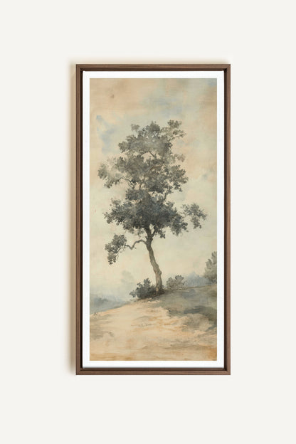 ARBRE DES SOUVENIRS, Artwork on stretched canvas, framed in Brown Oak