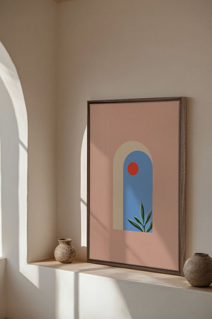 OLEKA CANVAS - ARCHE, Oeuvre sur toile étirée, encadré Brun Chêne