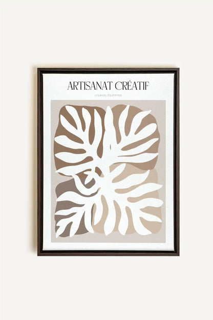 ARTISANAT CRÉATIF, Oeuvre sur toile étirée, encadré Brun Noyer