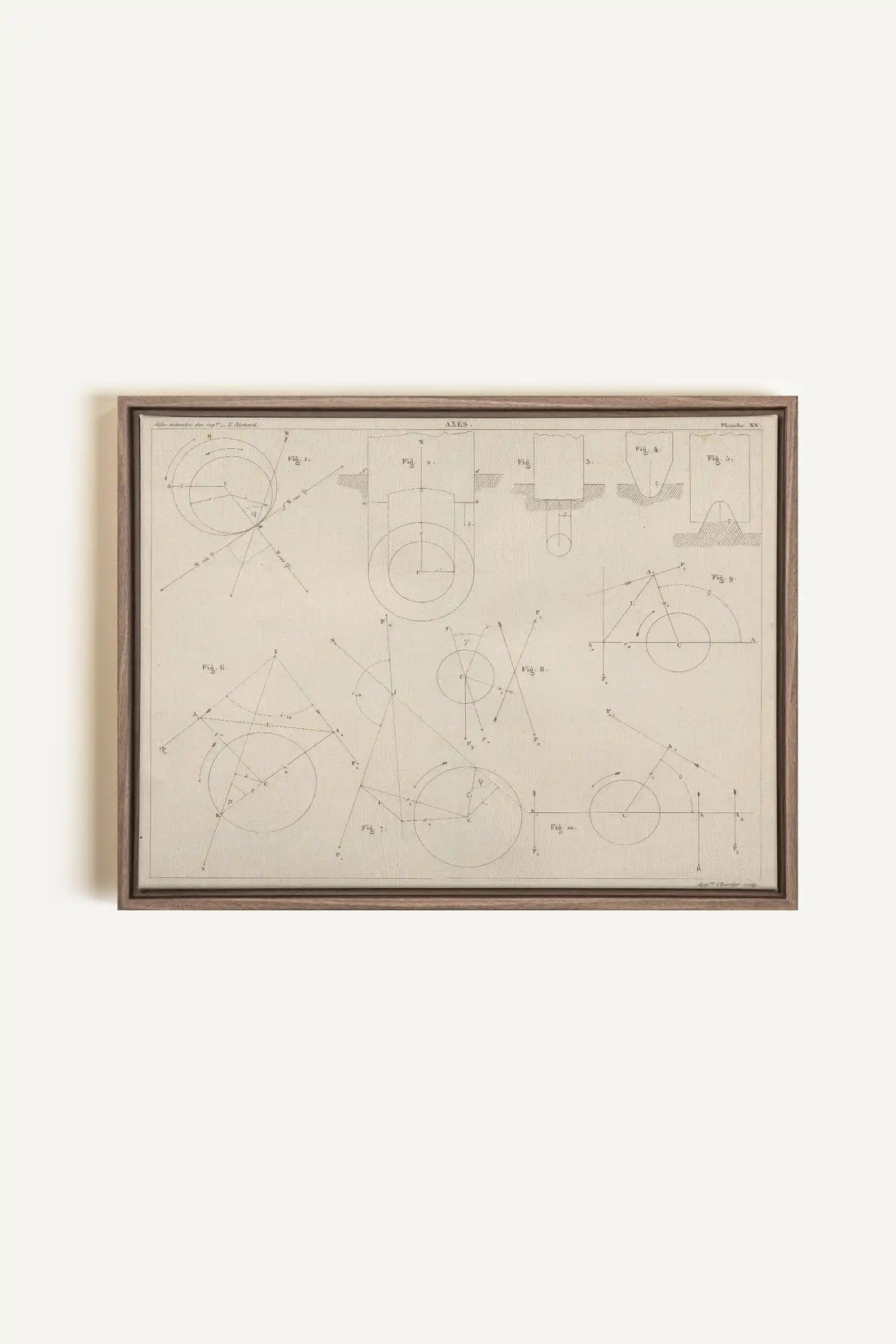 AU COEUR DES AXES, Oeuvre sur toile étirée, encadré Brun Chêne