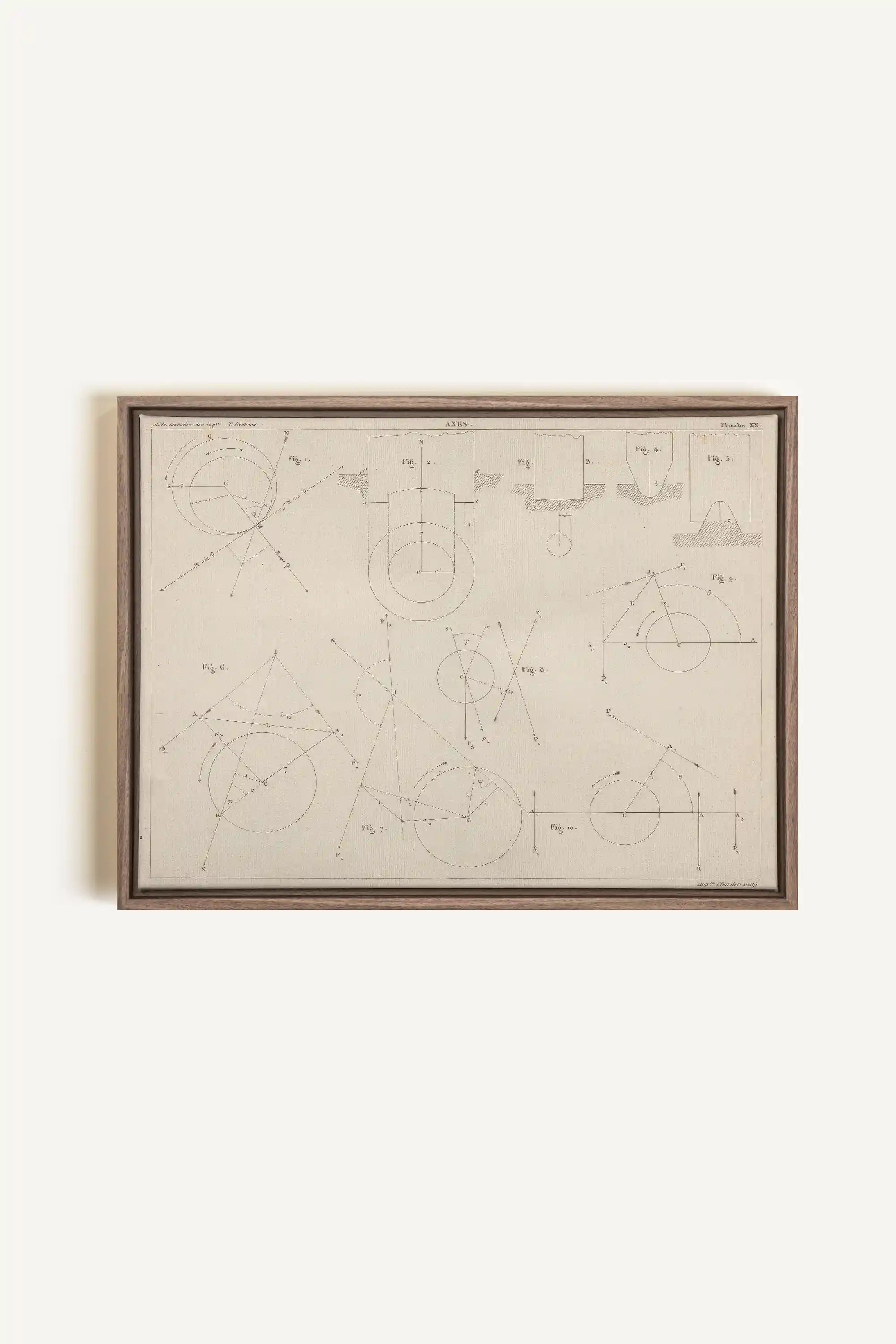 AU COEUR DES AXES, Artwork on stretched canvas, framed in Brown Oak