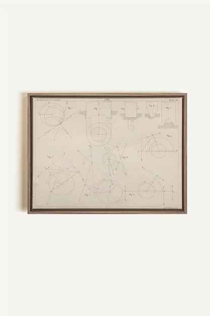 AU COEUR DES AXES, Artwork on stretched canvas, framed in Brown Oak