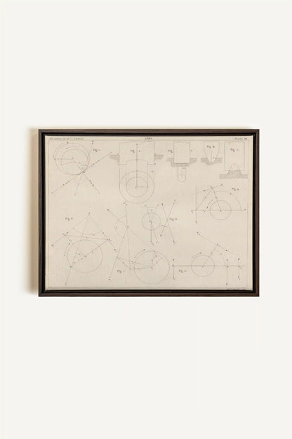 AU COEUR DES AXES, Artwork on stretched canvas, framed in Walnut Brown