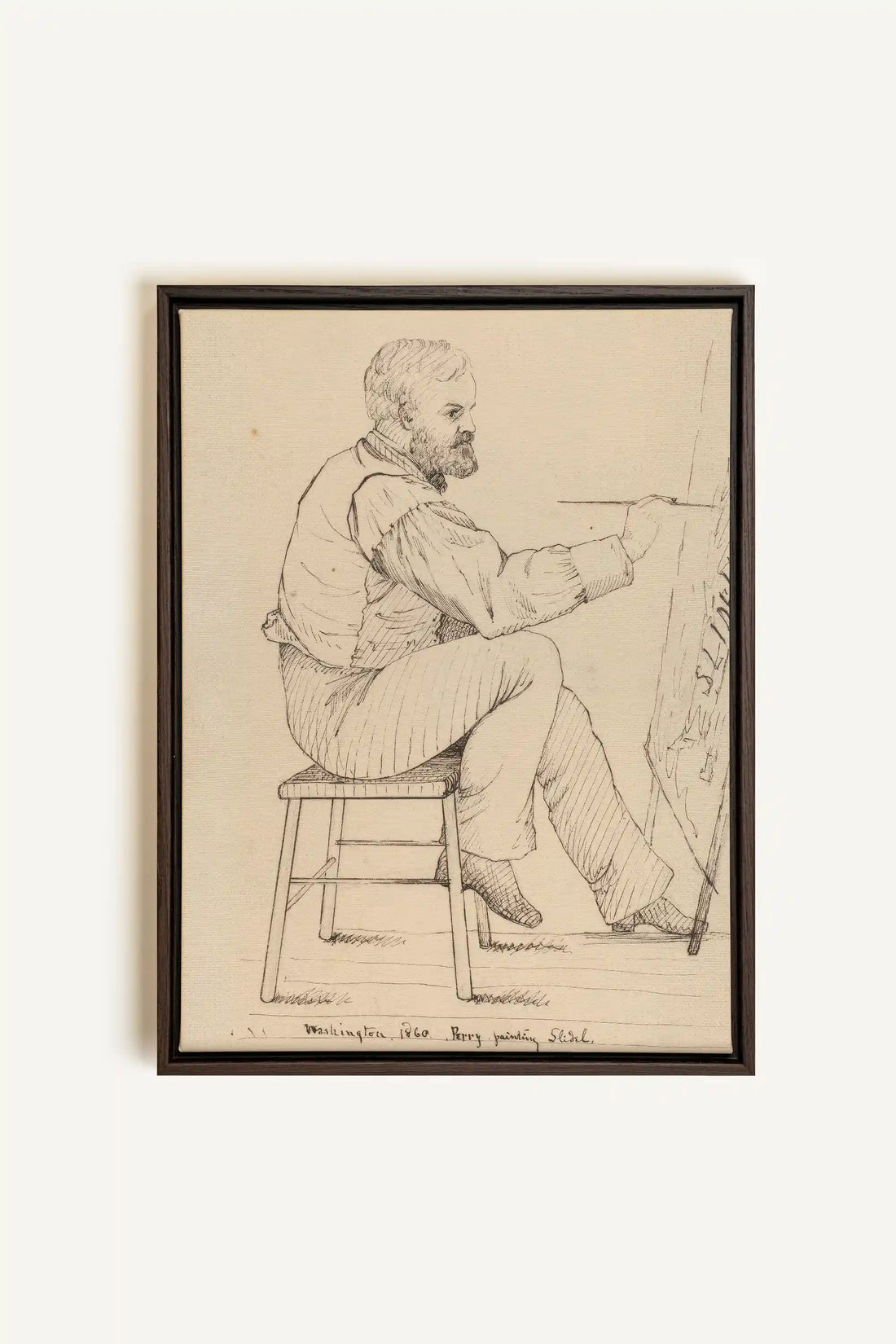 AU FIL DU TRAIT, Oeuvre sur toile étirée, encadré Brun Noyer