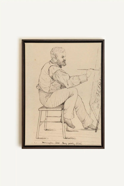 AU FIL DU TRAIT, Oeuvre sur toile étirée, encadré Brun Noyer