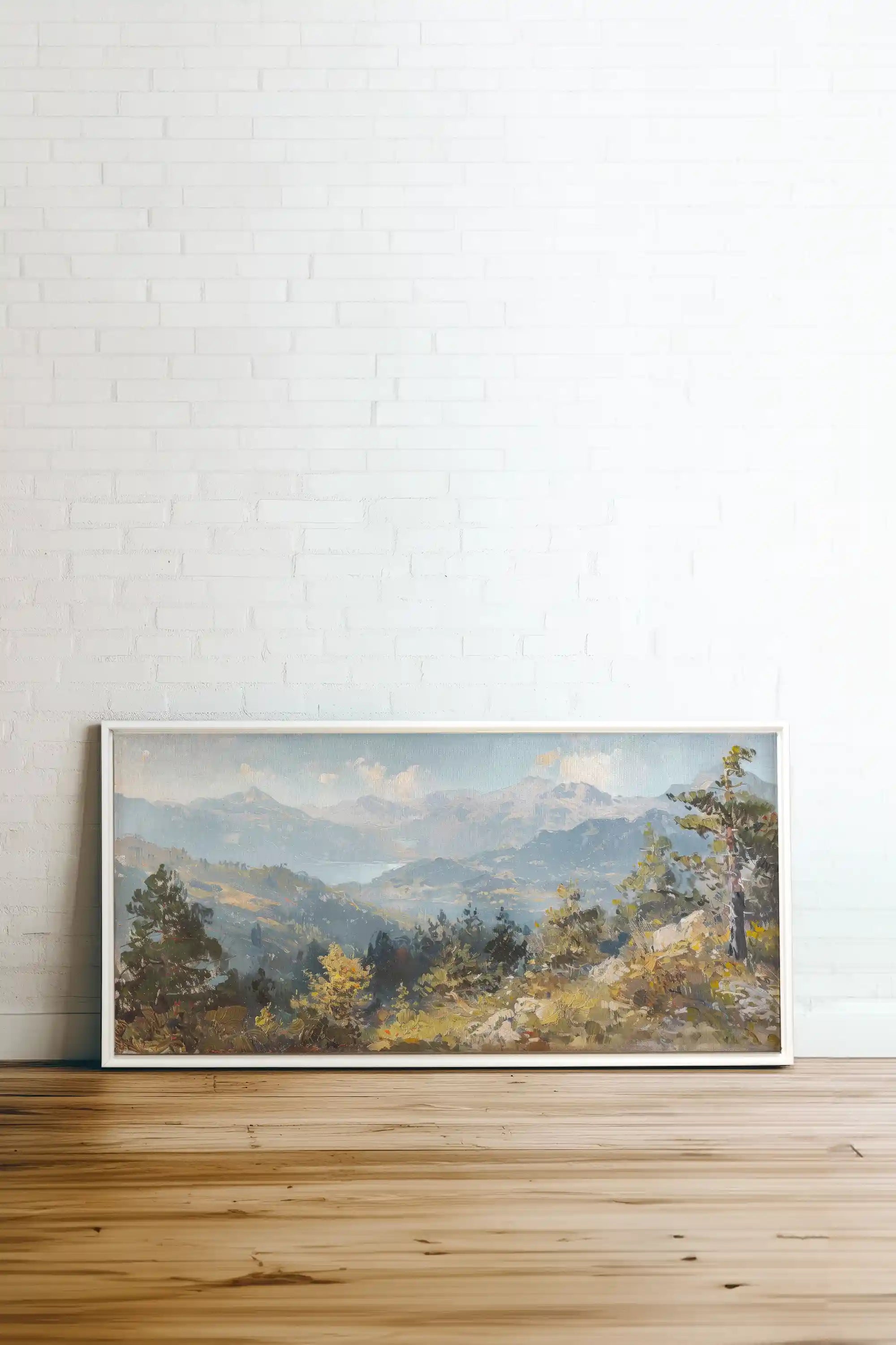 Austrian Alpenglow, Artwork on stretched canvas, framed in white