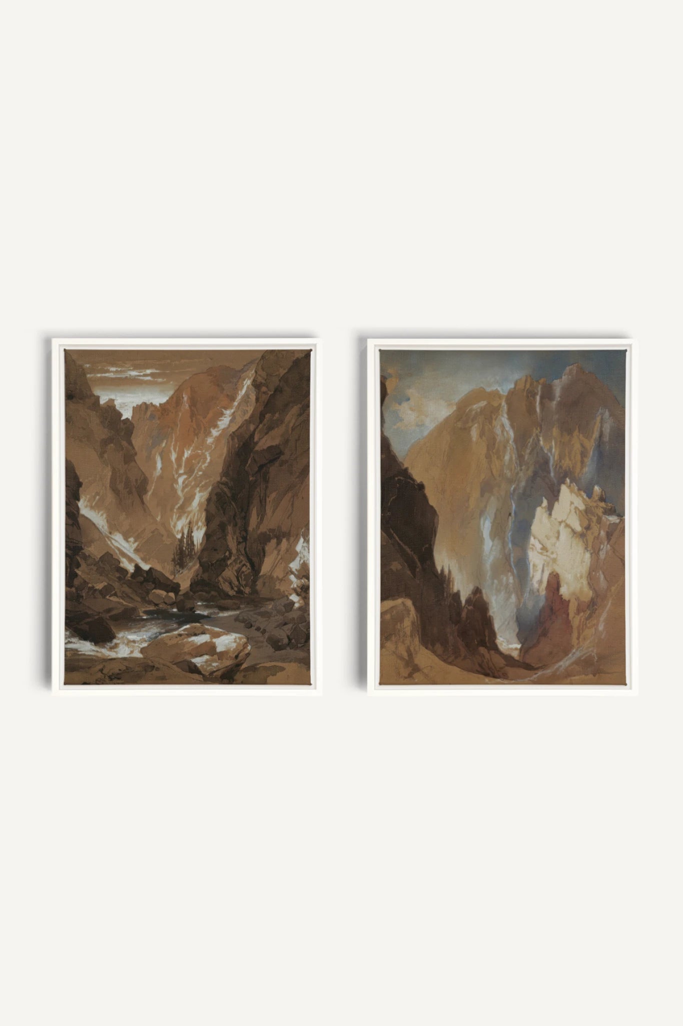 AMBER RIFT DUO, 2 Oeuvres sur toile étirée, encadré Blanc
