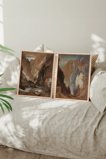 VEILED PEAKS DUO, 2 Works on stretched canvas, framed Naturel Clair