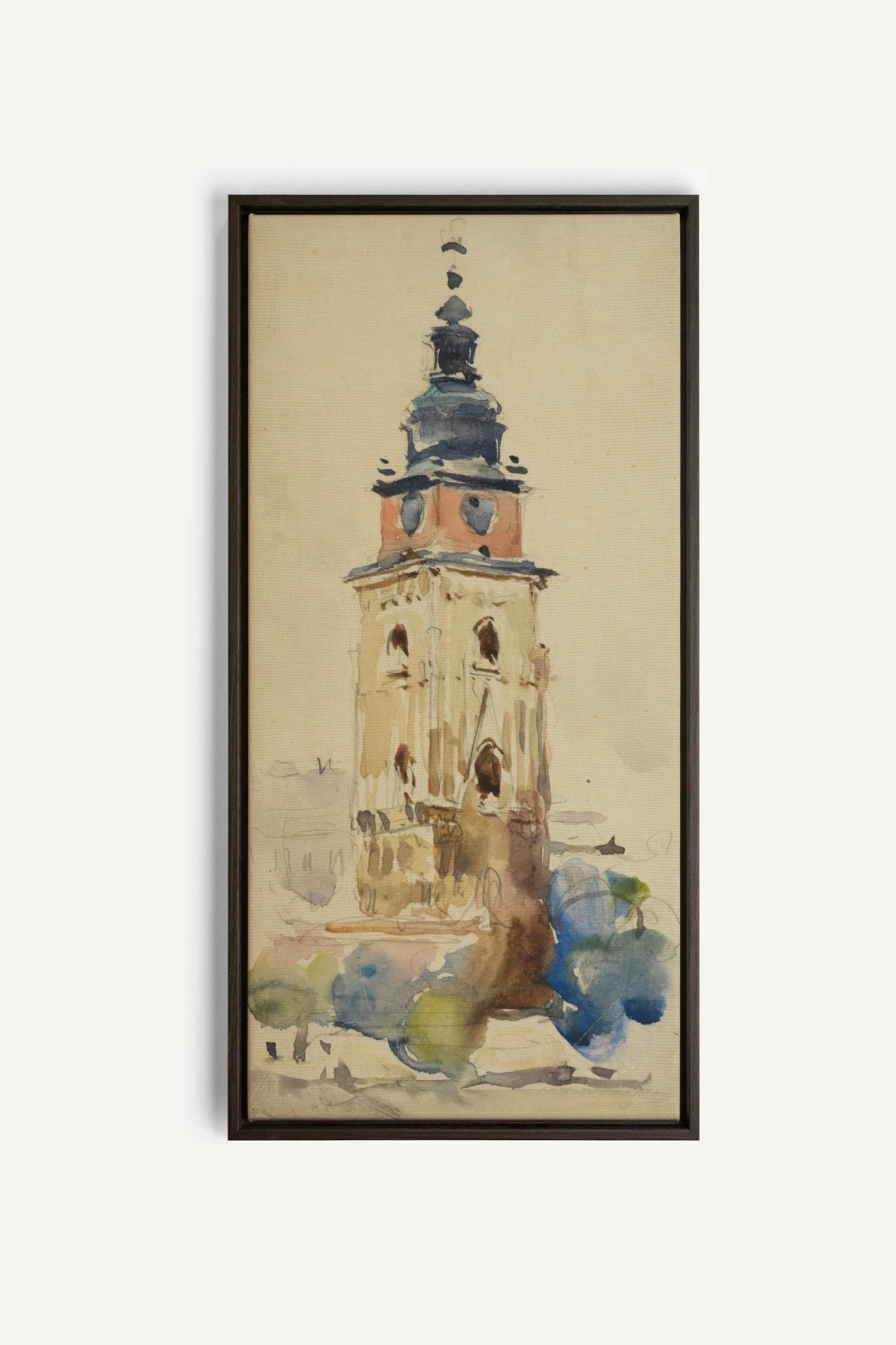 ANCIENT TOWER, Work on stretched canvas, framed Walnut Brown