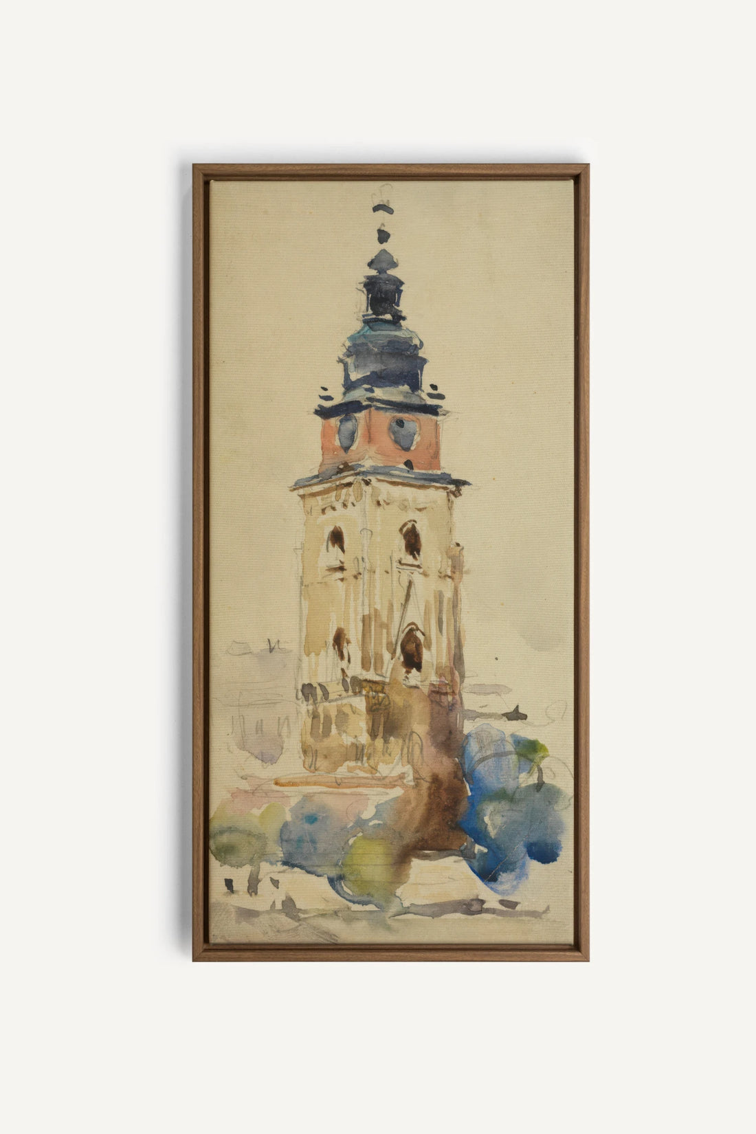 ANCIENT TOWER, Oeuvre sur toile étirée, encadré Brun Chêne