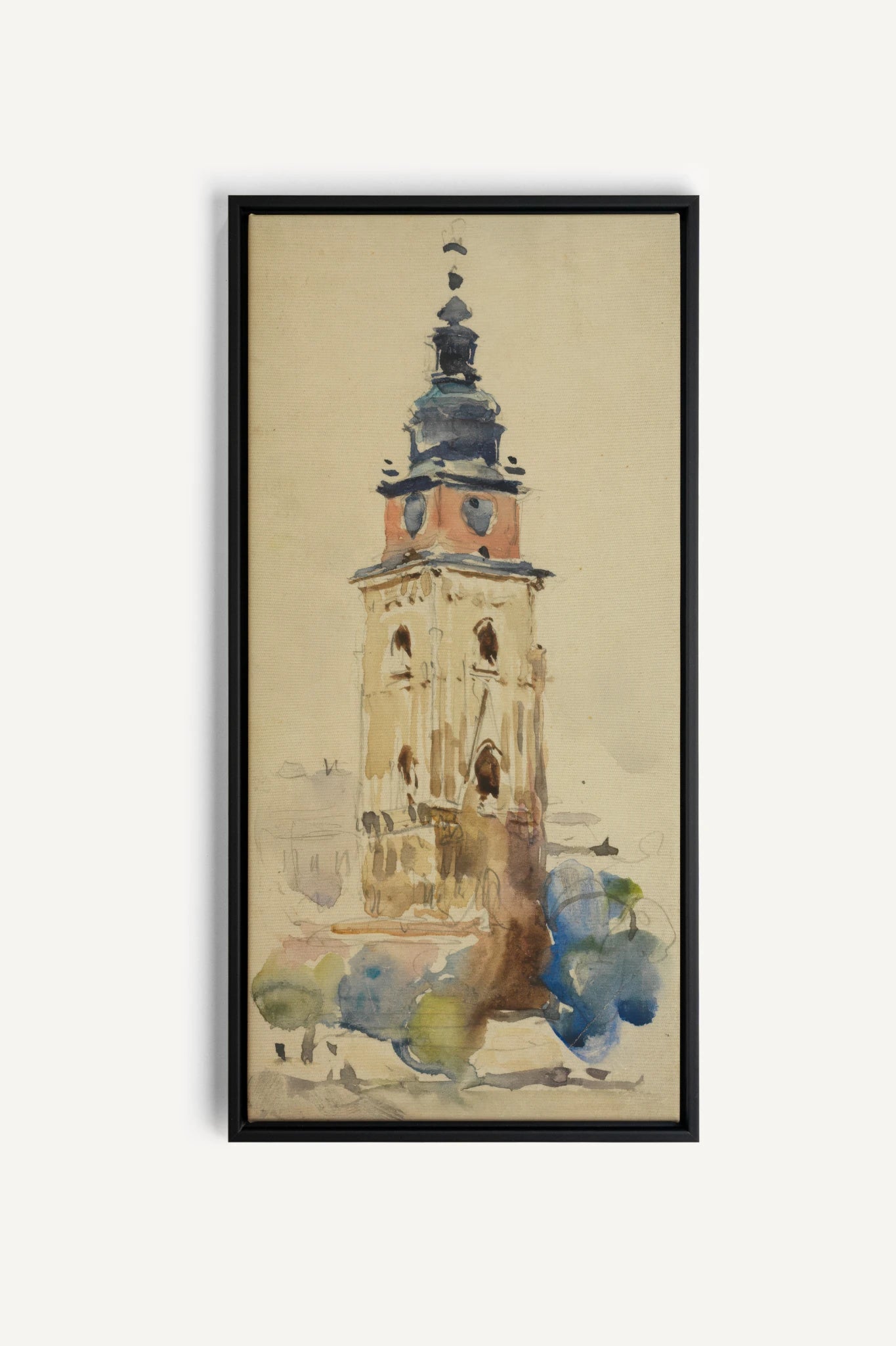 ANCIENT TOWER, Work on stretched canvas, framed Black