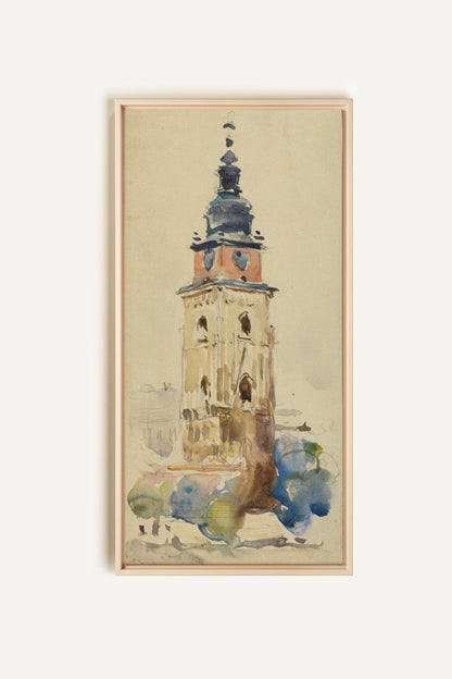 ANCIENT TOWER, Work on stretched canvas, framed Naturel Clair