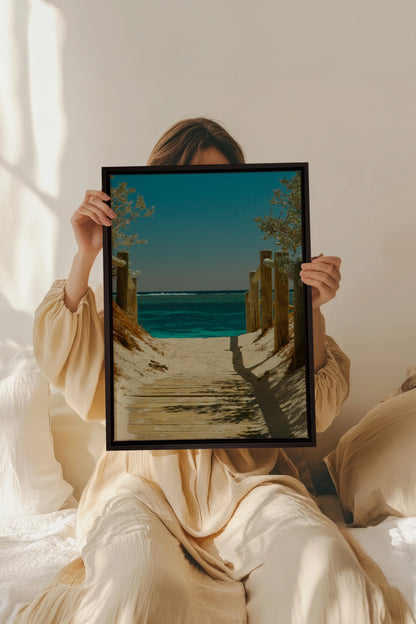 AZURE WALK, Oeuvre sur toile étirée, encadré Noir