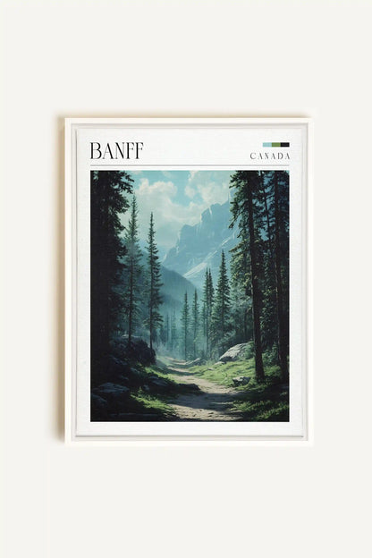 BANFF, Oeuvre sur toile étirée, encadré Blanc