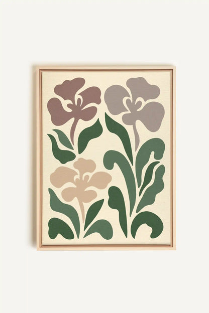 BEIGE PETALS, Oeuvre sur toile étirée, encadré Naturel Clair