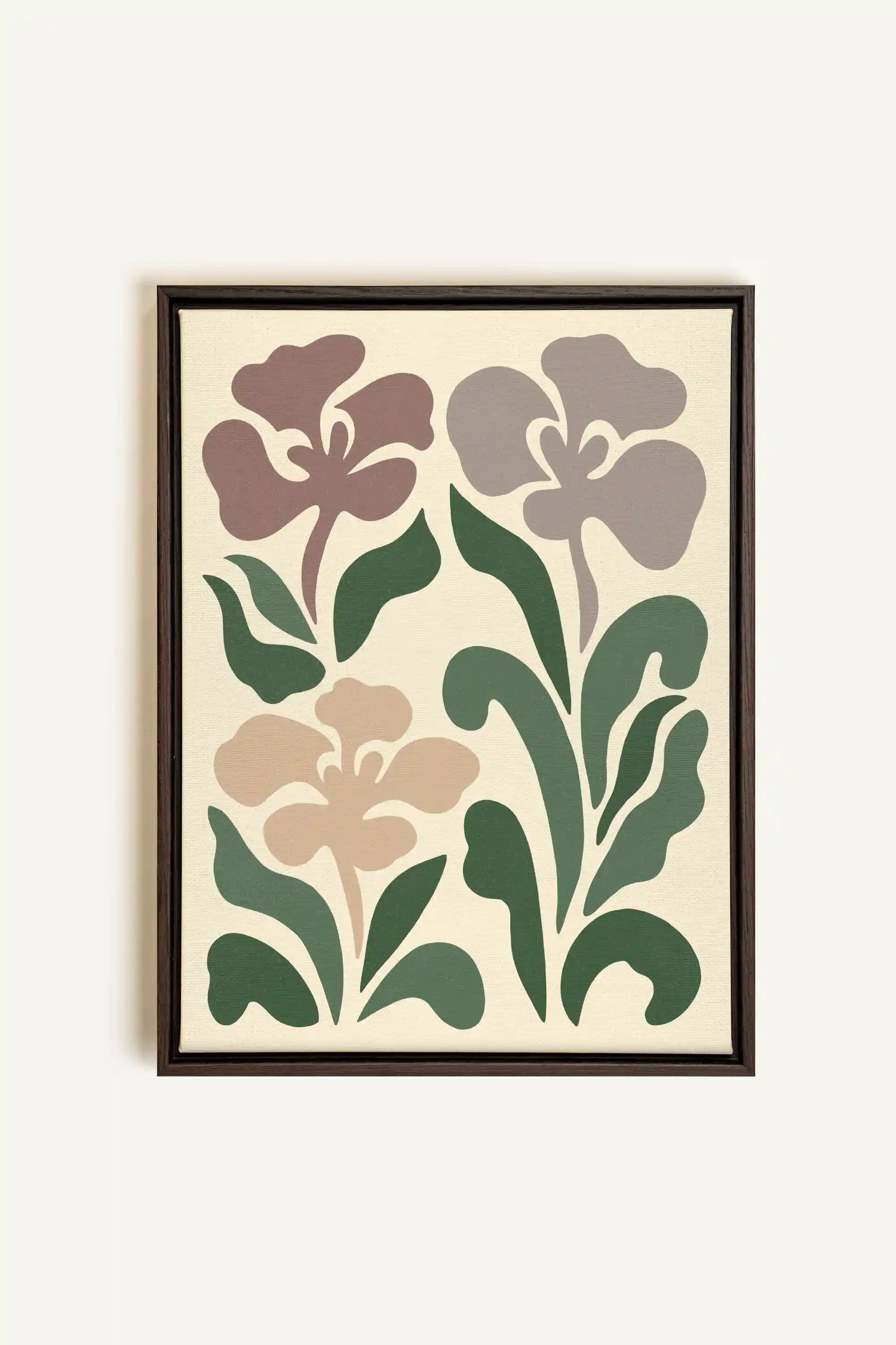BEIGE PETALS, Artwork on stretched canvas, framed in Walnut Brown
