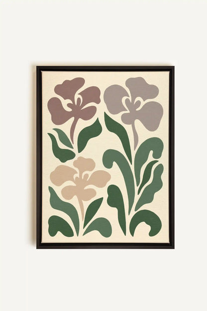 BEIGE PETALS, Artwork on stretched canvas, framed in black