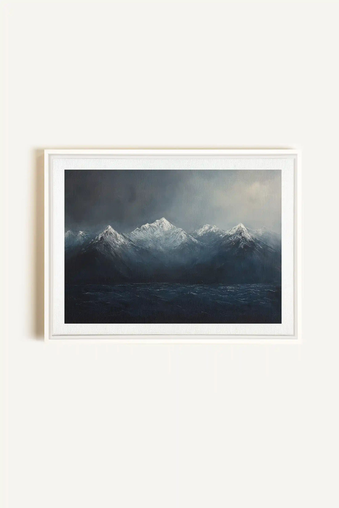BEYOND THE RIDGE, Artwork on stretched canvas, framed in white