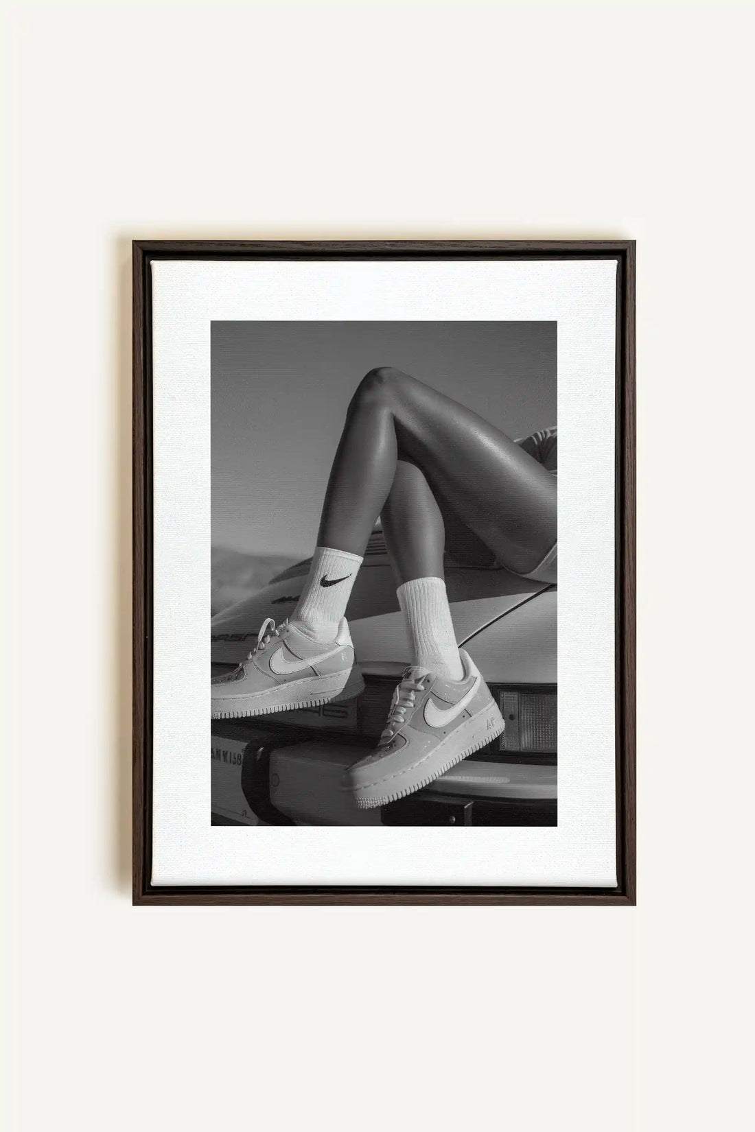 BLACK &amp; WHITE BLISS, Artwork on stretched canvas, framed in Walnut Brown