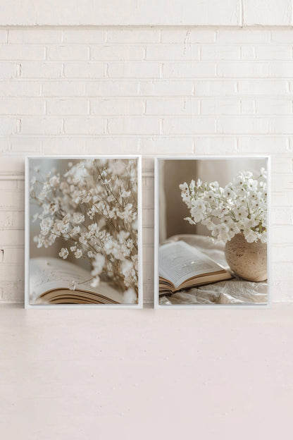 OLEKA CANVAS - TIMELESS BEAUTY DUO, 2 Oeuvres sur toile étirée, encadré Blanc