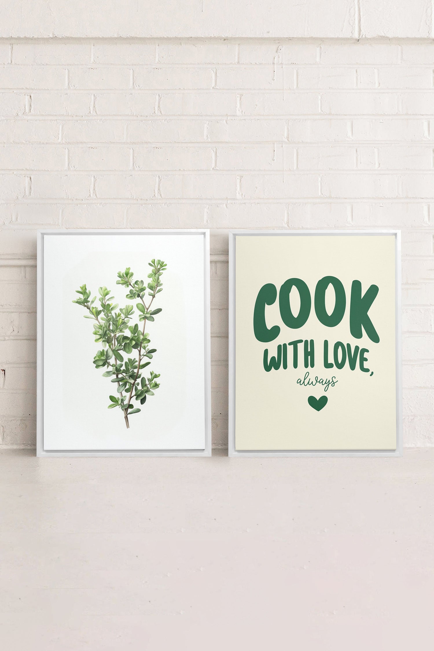 OLEKA CANVAS - COMBINAISON CUISINE, 2 Oeuvres sur toile étirée, encadré Blanc