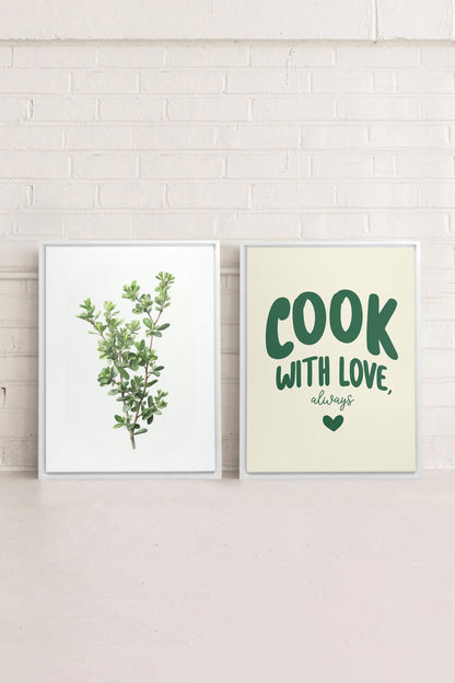 OLEKA CANVAS - COMBINAISON CUISINE, 2 Oeuvres sur toile étirée, encadré Blanc