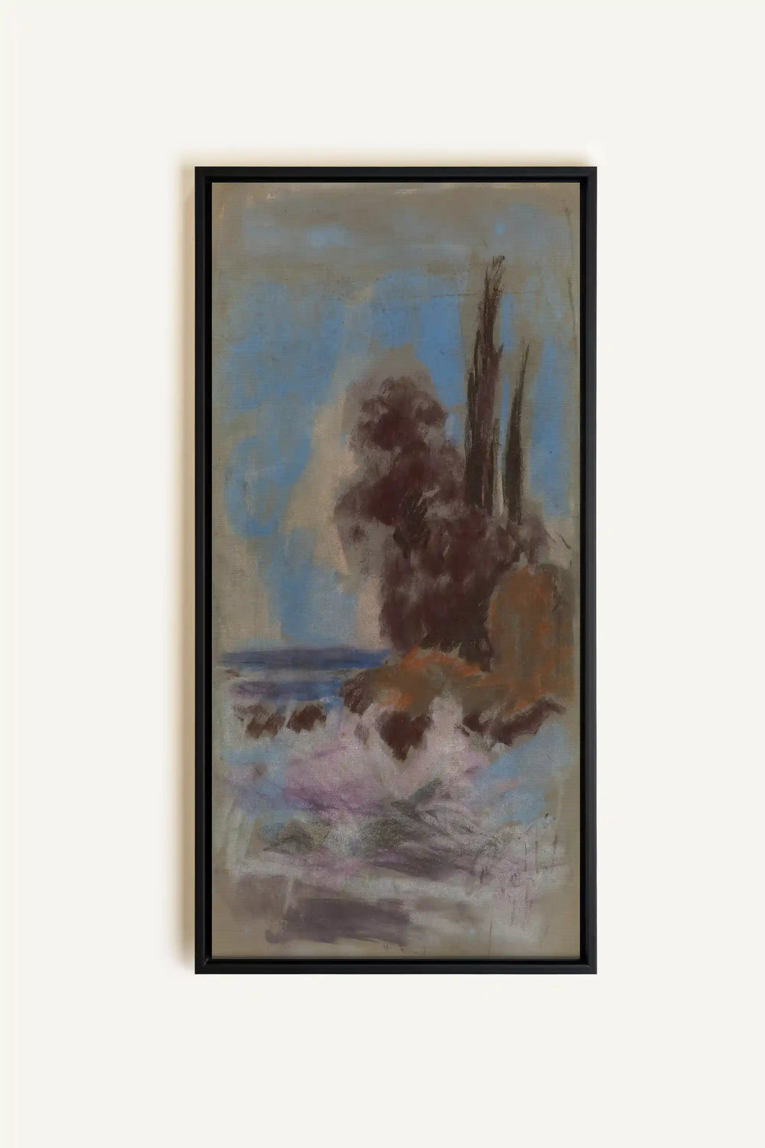 FOSSIL BLUE, Artwork on stretched canvas, framed in black