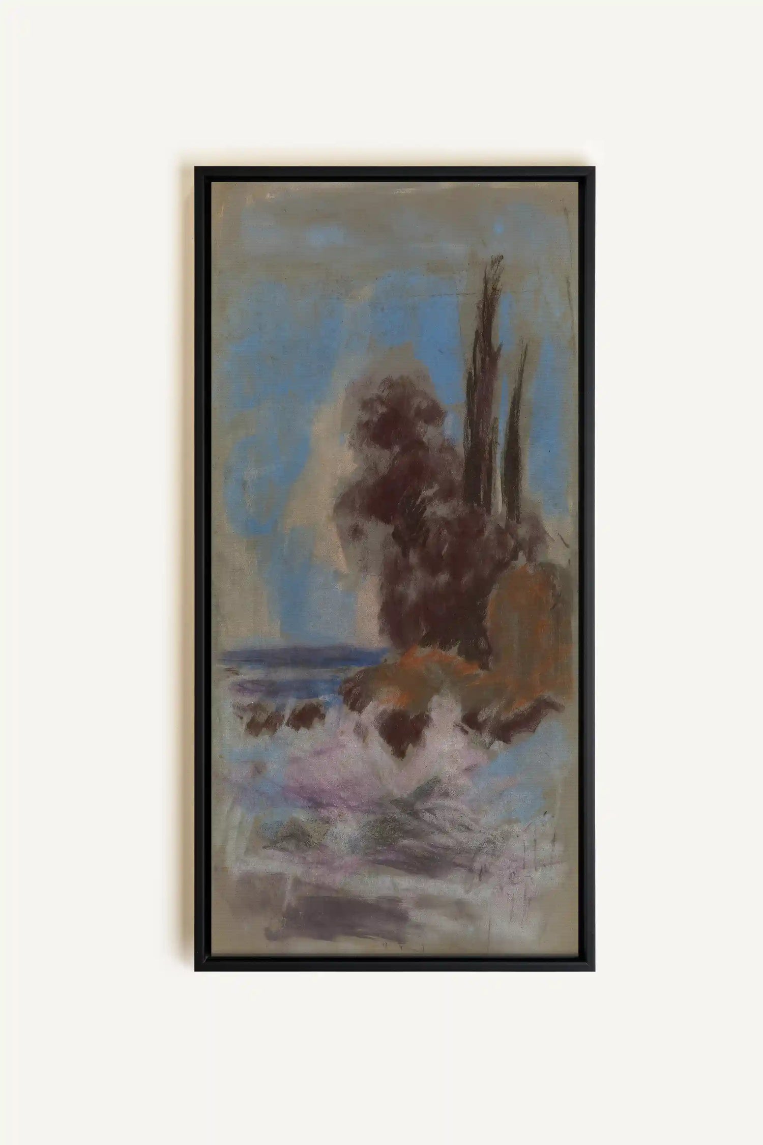 BLEU FOSSILE, Oeuvre sur toile étirée, encadré Noir