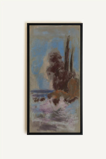 BLEU FOSSILE, Oeuvre sur toile étirée, encadré Noir