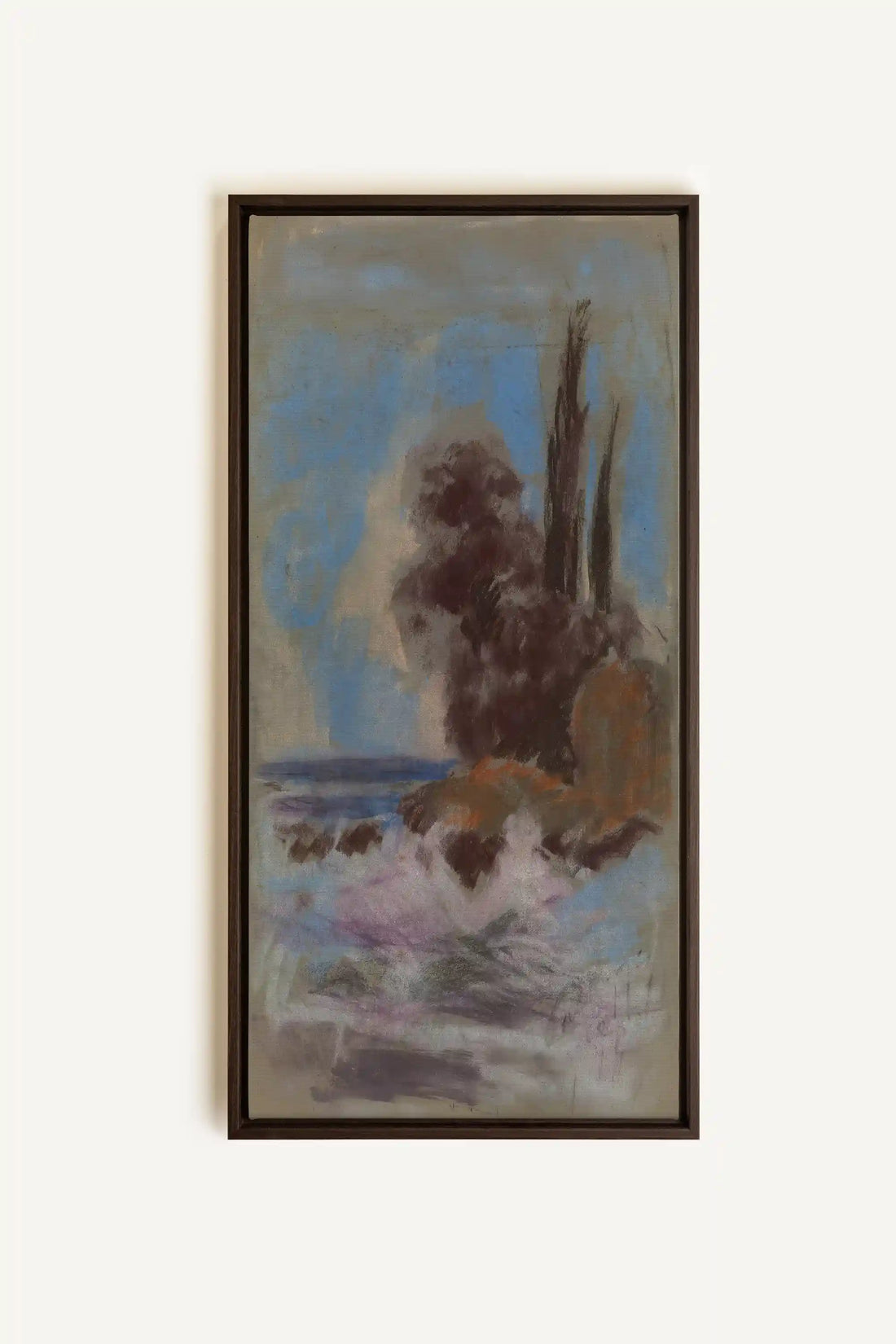 FOSSIL BLUE, Artwork on stretched canvas, framed in Walnut Brown