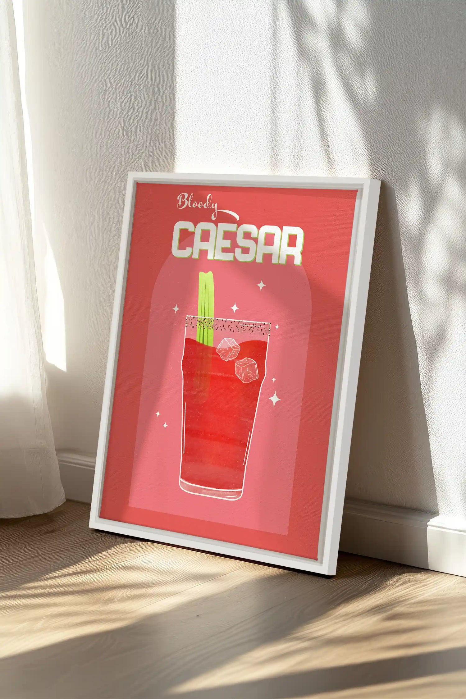 BLOODY CAESAR, Artwork on stretched canvas, framed in white